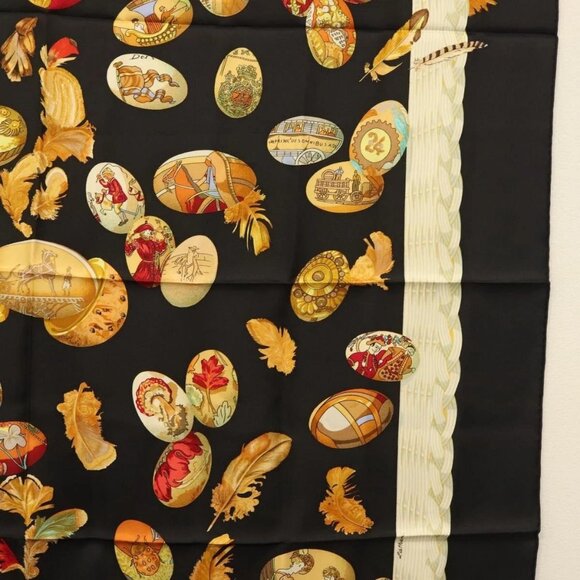 HERMES Carre 90 Scarf ""Couvee d'Hermes"" Silk Black - Picture 7 of 16
